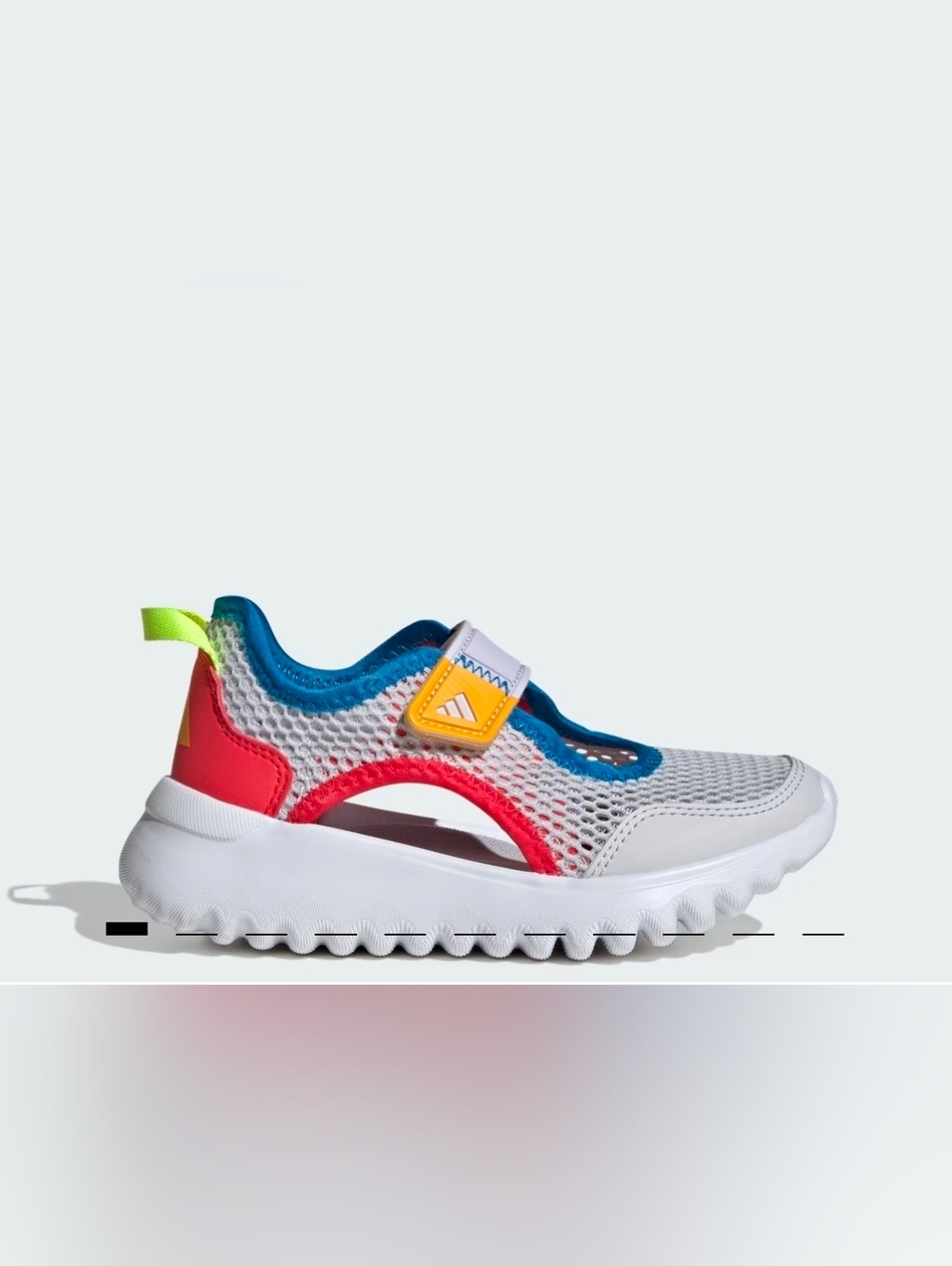 adidas Summerflex Kids White Mesh Sneakers with Blue Trim and Yellow Heel Sz. 1